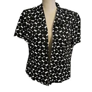 Plaza South Black White Polka Dot Womens Blazer Size Petite